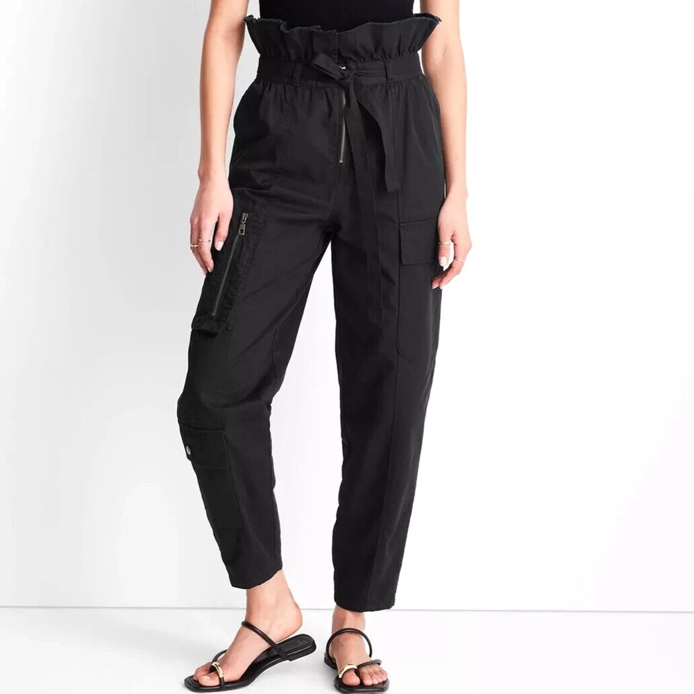 Future Collective Jenny K Lopez High-Waisted Fold Over Cargo Pants Black